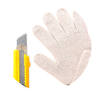 Tout savoir sur le gazon synthétique Illustration de guide de pose - gants et cutter