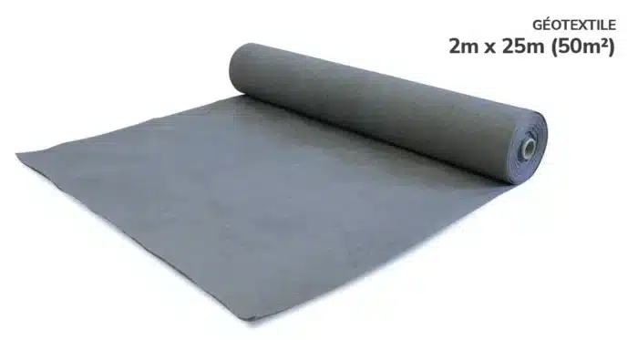 Rouleau de sous couche géotextile 80g/m² : 2x25 m (50m²)