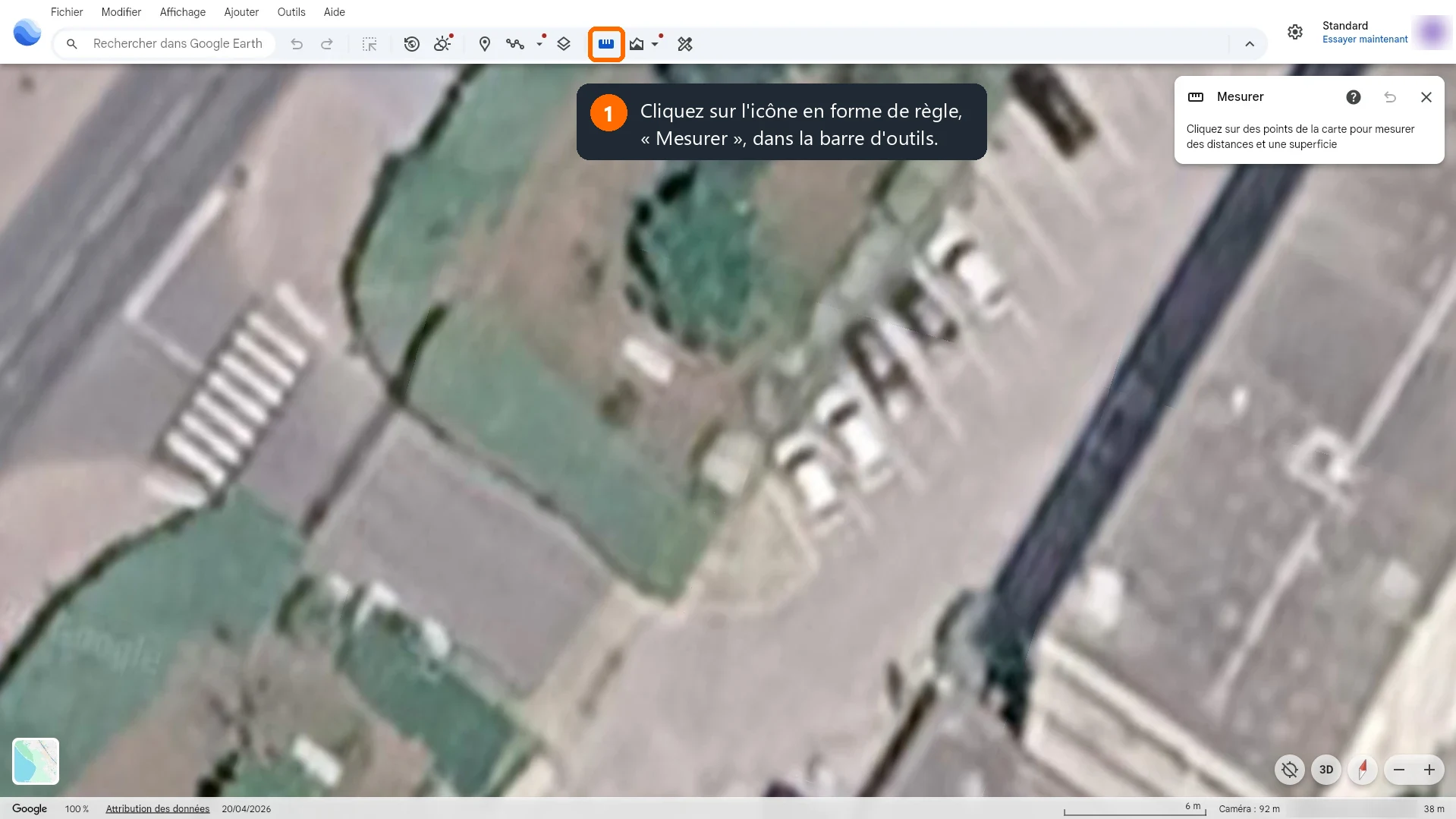 Mesurer une surface terrain avec Google Earth