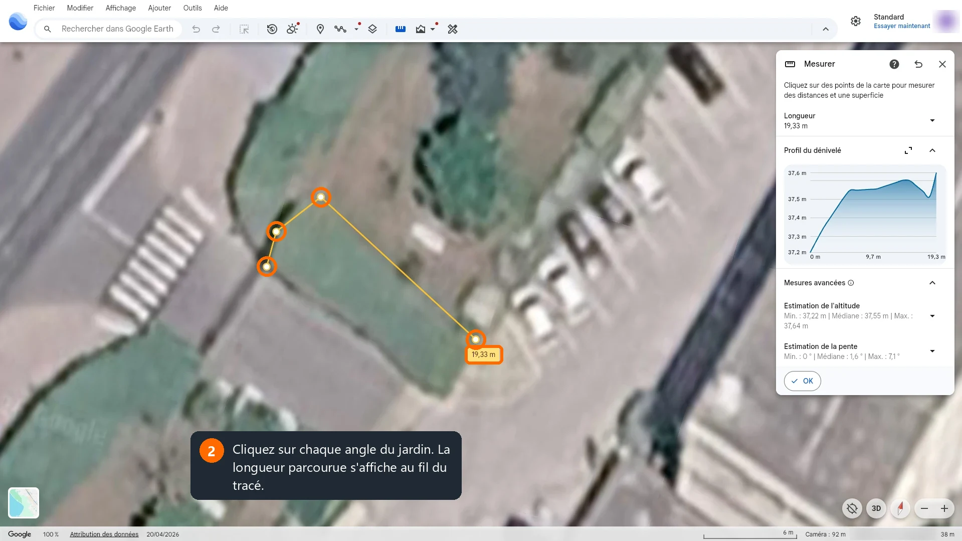 Réaliser un tracé de terrain avec Google Earth