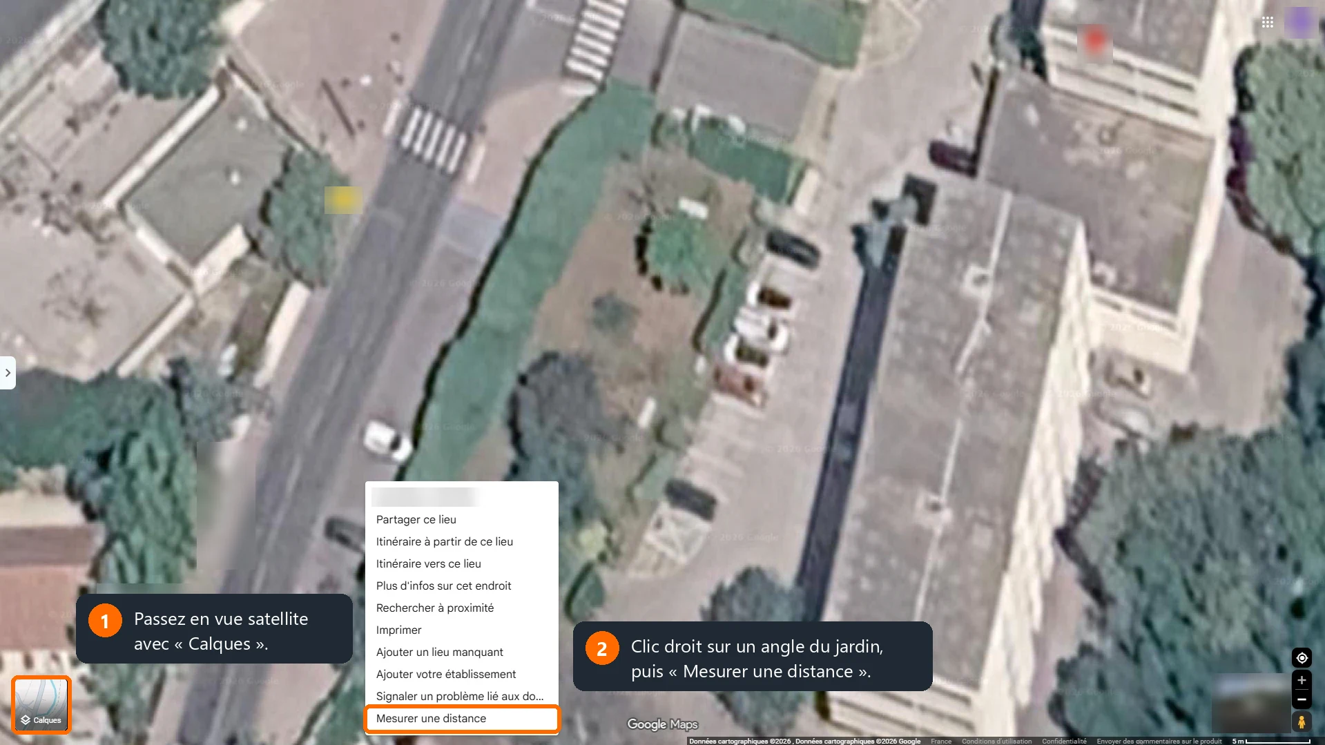 Démarrer la mesure de terrain sur GoogleMaps